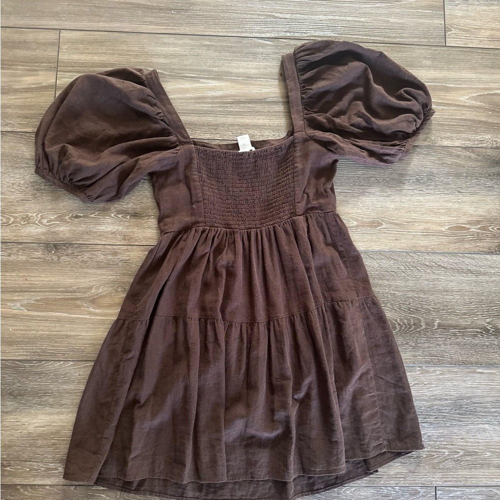 House of Harlow 1960 Brown Puff Sleeve Mini Dress - Picture 5 of 8